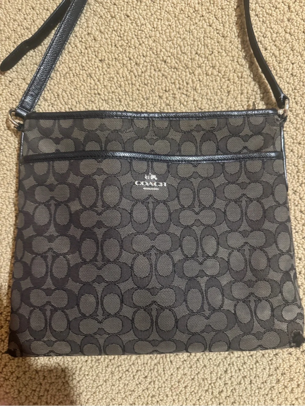 Coach Crossbody Bag in Brown and Black Signature Canvas